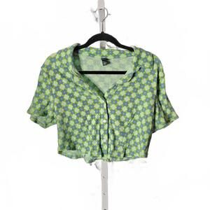 Wild Fable Women's Green and Blue Floral Crop Top, Size XXL